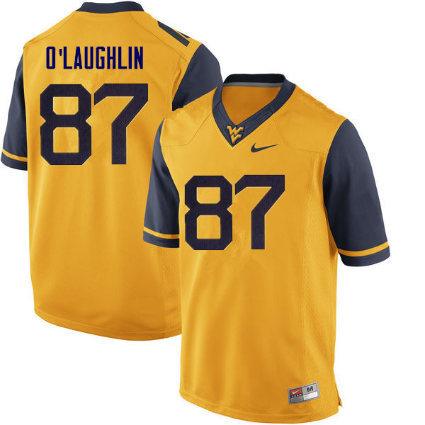 NCAA Men's Mike O'Laughlin West Virginia Mountaineers Yellow #87 Nike Stitched Football College Authentic Jersey DG23N08BX
